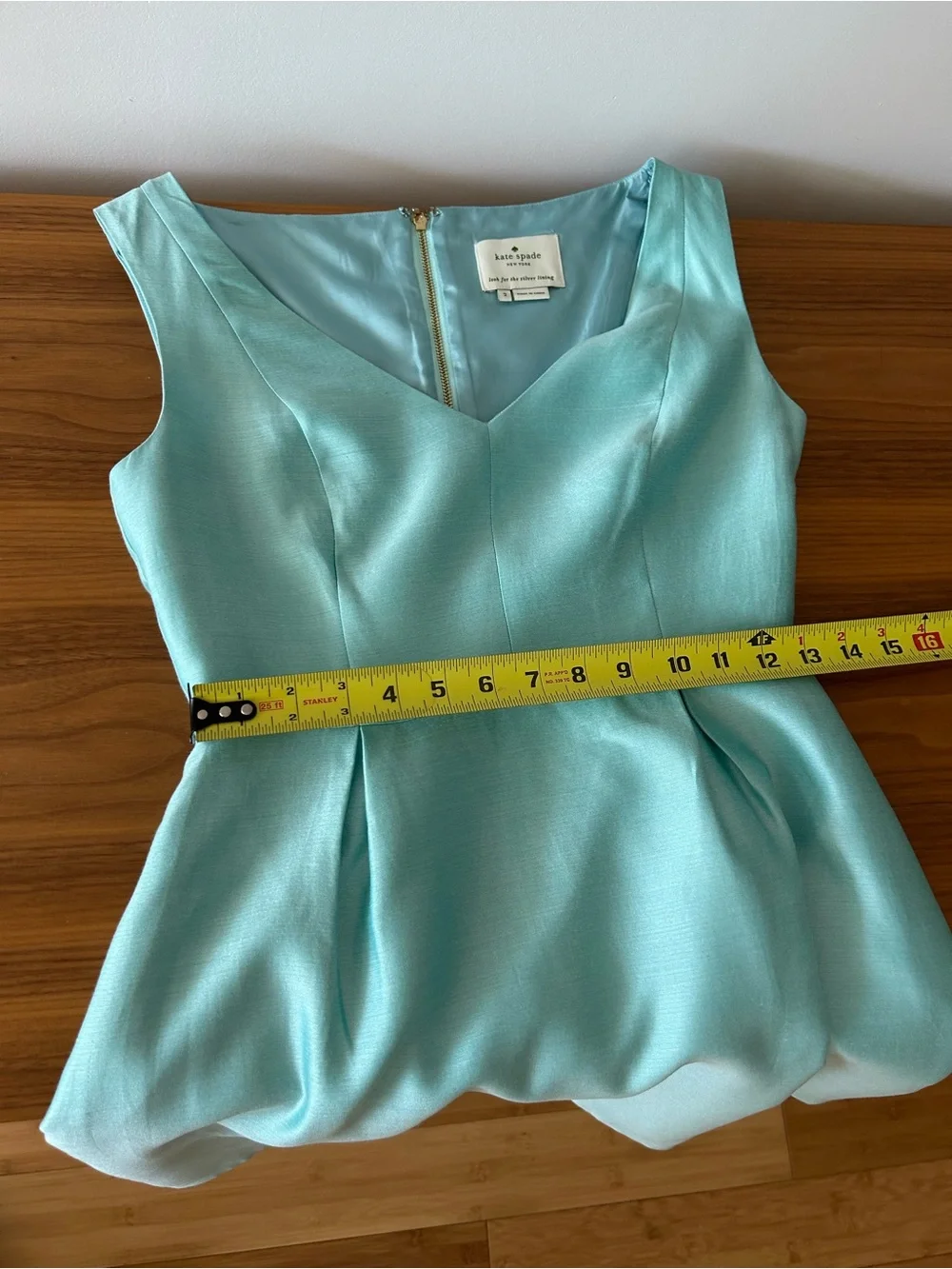 kate spade Light Aqua V-Neck Pleated A-Line Mini Dress Size 2